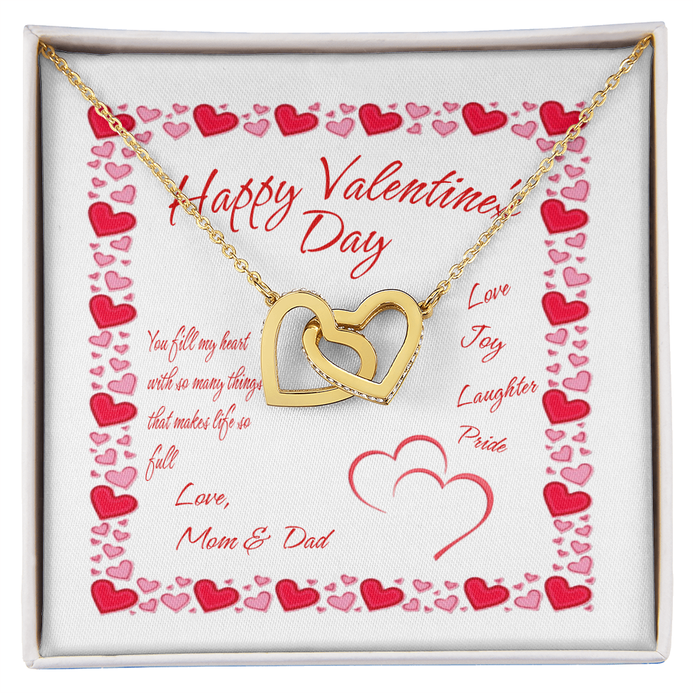 Daughter Valentine's Day Heart Necklace - Mom & Dad