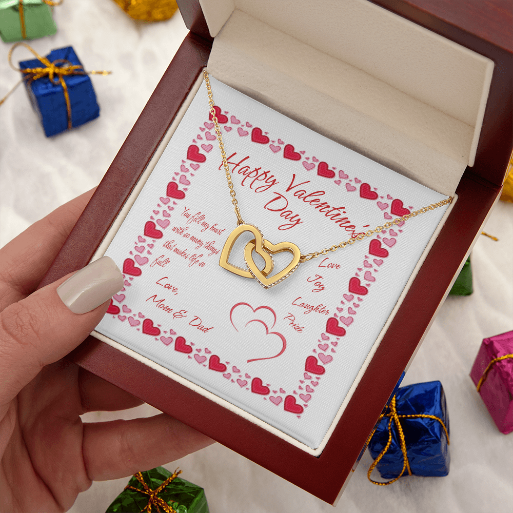 Daughter Valentine's Day Heart Necklace - Mom & Dad