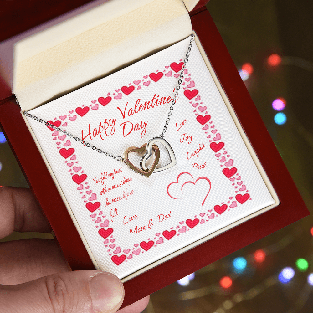 Daughter Valentine's Day Heart Necklace - Mom & Dad